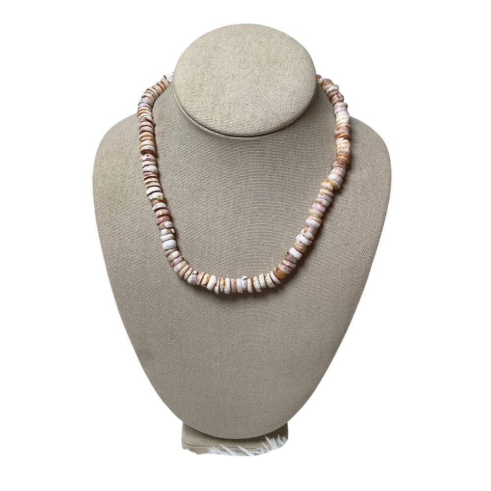 Hawaiian Puka Shell Heishi Clam Chip Choker Necklace Surfer Beach Boho A30-25